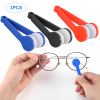 3 Pcs Mini Eyeglasses Cleaner Sunglasses Microfiber Lens Cleaning Cloth Tool Spectacles Brush Clip Black Red Blue