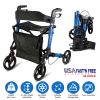 Aluminum Rollator Walker with Seat Backrest Foldable Rolling Walker with 220LBS Max Load 31-36in Adjustable Height 8in Wheels for Seniors Adult Mobili