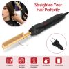 Electric Heating Hair Comb PTC Ceramic Hair Straightener Curler Brush Hair Straight Styler Wet Dry Use w/ 3 Temperature Adjustment