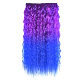 Women's Fluffy Hair Wig One-Piece Permanent Wave Long Curly Wig Two-Tone Coloured Hairpieces Hair Extensions Cosplay, Blue Purple Halloween Dress