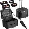 Rolling Makeup Train Case Large Storage 3 Tiers, Convenient Carry With Handle, Wheels, Strap