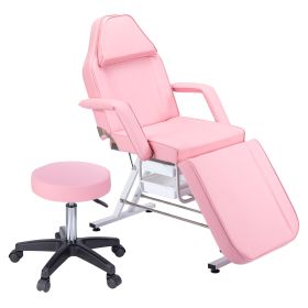 Massage Salon Tattoo Chair with Two Trays Esthetician Bed with Hydraulic Stool,Multi-Purpose 3-Section Facial Bed Table