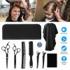 9 Pcs Hair Cutting Scissors Set with Hair Scissors Thinning Scissors Razor Comb Hair Comb Clips Cleaning Cloth Cape Regulator Professional Barber Hair