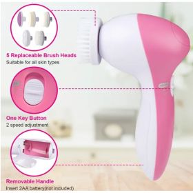Facial Cleansing Brush Waterproof Face Spin Cleaning Brush With 5 Brush Heads