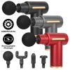 Percussion Massage Gun USB Type C Rechargeable Deep Tissue Vibration Massager Handheld Leg Body Cordless Massager w/ 4 Interchangeable Heads 6 Intensi