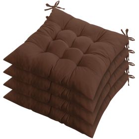 4Pcs Chair Cushion Pads Pillow 17.72x17.72x2.37in Soft Tie On Square Sitting Mats For Home Office Car Sitting Travel (Option: Pro_Brown)