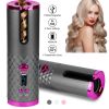 Cordless Hair Curler Automatic Curling Iron Wand Portable USB Rechargeable Ceramic Barrel Hair Curling Tool Fast Heating with 6 Temperature Set Timer