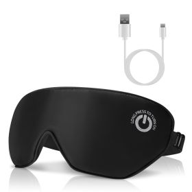 Cordless Heated Eye Mask Silk Sleep Eye Compress Mask For Dry Eyes Washable Type-C Electric Eye Heating Pad With 3 Temperature 20Mins Auto Off For Rel (Option: Black)