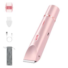 2 In 1 Bikini Trimmer for Women Dual Head Cordless Body Shaver IPX7 Waterproof Rechargeable Pubic Hair Razor Wet And Dry Use for Bikini Underarm Leg A (Option: Pink)