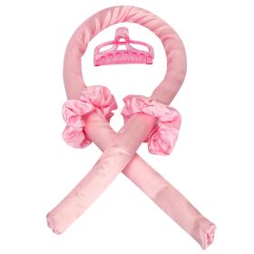Heatless Curling Rod Headband Curling Ribbon Soft Hair Curlers Rollers Sleep Hair Styler Wave Formers with Hair Loops Clips for Long Medium Hair (Option: Pink)