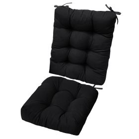 Rocking Chair Cushion 2 Pieces Back Seat Sets with Non-Slip Ties Polyester Fiber Filling 
Comfortable for Indoor Home Office Car (Option: Black)