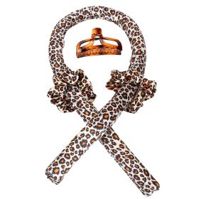 Heatless Curling Rod Headband Curling Ribbon Soft Hair Curlers Rollers Sleep Hair Styler Wave Formers with Hair Loops Clips for Long Medium Hair (Option: Leopard)