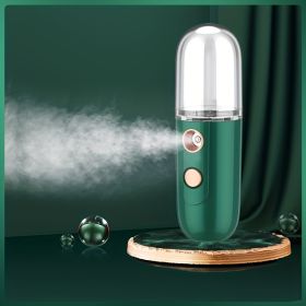 Water Replenishment Instrument Cold Spray Humidifier USB Charging Handheld Face Steamer Portable Creative Gift Beauty Water Replenishment Instrum (Color: Blackish Green, size: 11*3.75cm/4.3*1.5inch)
