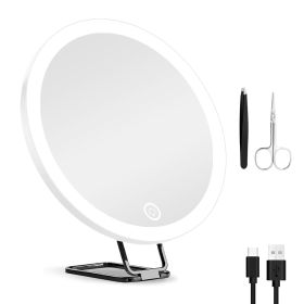 30X Magnifying Mirror With Light 3 Colors Dimmable Brightness Included Tweezer Scissor Travel Magnifying Makeup Mirror with Suction Cup 360° Adjustabl (Color: White)
