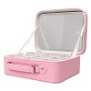 Travel Makeup Bag With 3 Light Colors Dimmable Brightness LED Mirror Detachable 10X Magnifying Mirror Adjustable Dividers Portable Waterproof Cosmetic