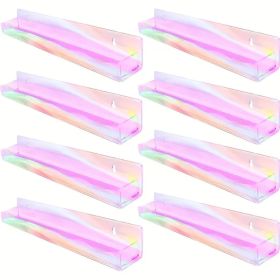 Rainbow Makeup Organizer Wall Display - Durable Plastic Storage Rack Holds Nail Polishes, Lipsticks & Beauty Essentials (Quantity: 8pcs)