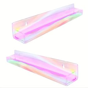 Rainbow Makeup Organizer Wall Display - Durable Plastic Storage Rack Holds Nail Polishes, Lipsticks & Beauty Essentials (Quantity: 2pcs)