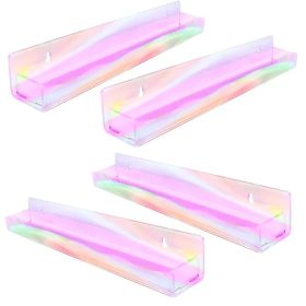 Rainbow Makeup Organizer Wall Display - Durable Plastic Storage Rack Holds Nail Polishes, Lipsticks & Beauty Essentials (Quantity: 4pcs)