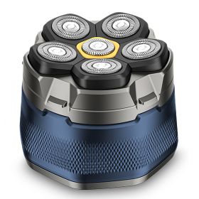 Cordless Electric Head Shaver For Men 6D Magnetic Floating Head IPX6 Waterproof Wet Dry Shaving Electric Razor Type-C Rechargeable Trimmer With LED Di (Option: Blue)