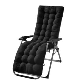 71x22in Chaise Lounger Cushion Recliner Rocking Chair Sofa Mat Deck Chair Cushion (Option: Plus_Black)