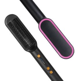 Hair Straightener Brush Electric Hair Straightener Comb Hot Comb for Women Hot Comb with 5 Heating Levels Wide Voltage Range Black (Option: UK)